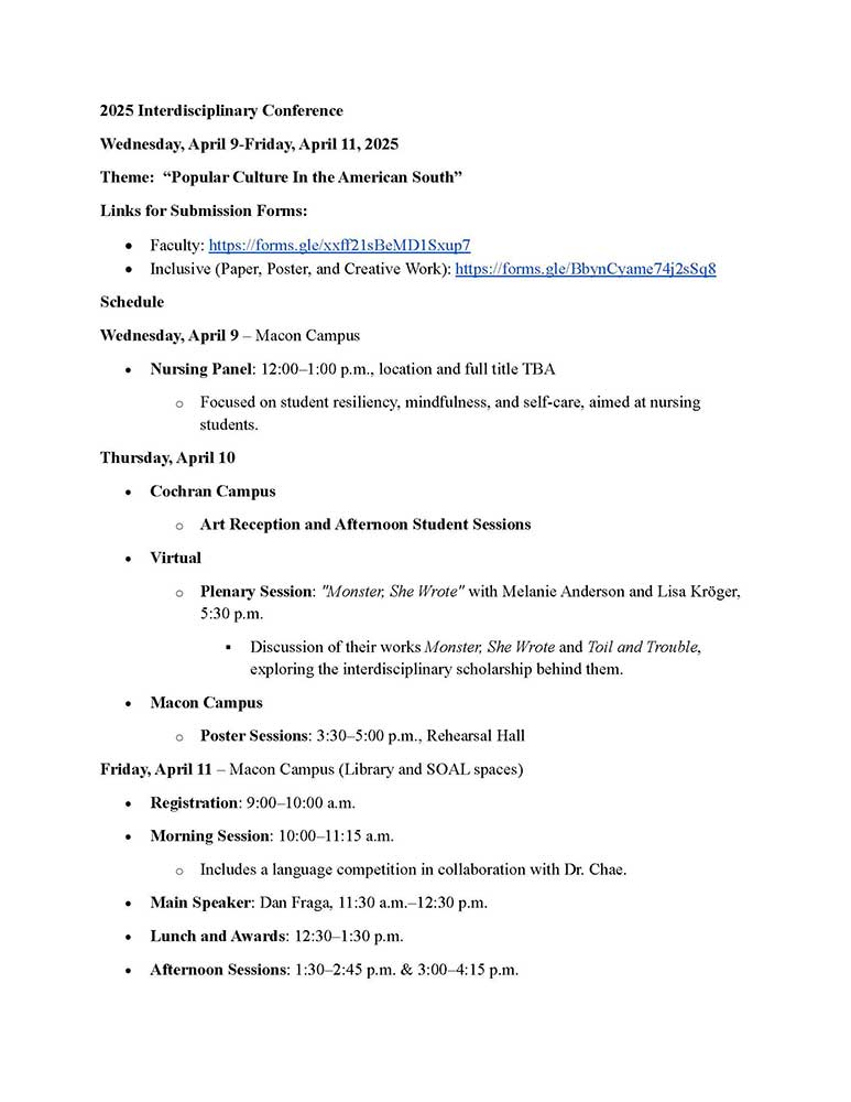 2025 Interdisciplinary Student Conference working schedule. 